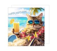 Edition Seidel Tarjeta de cumpleaños cuadrada premium con sobre, tarjeta de felicitación Happy Birthday Billet Animal tarjeta para mujer hombre playa gato divertido humor (GQ297 SW024)