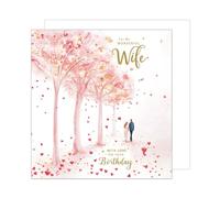 Edition Seidel Tarjeta de cumpleaños cuadrada premium con sobre, tarjeta de felicitación Happy Birthday Billet Tarjeta para esposa, esposa, amor, árboles, corazón (GQ332 SW024)