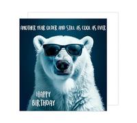 Edition Seidel Tarjeta de cumpleaños cuadrada premium con sobre, tarjeta de felicitación Happy Birthday Billet Animal Tarjeta Hombre Mujer Cool Oso Polar Humor Divertida