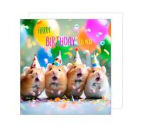Edition Seidel Tarjeta de cumpleaños cuadrada premium con sobre, tarjeta de felicitación Happy Birthday Billet Animal Tarjeta Hombre Mujer Cool Hamster Humor Divertida (G
