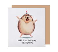 Edition Seidel Tarjeta de cumpleaños cuadrada premium con sobre, tarjeta de felicitación Happy Birthday Billet Tarjeta para hombre, mujer, novia, novio, niño, erizo, divertido Hedge Hug (GQ378 SW025)