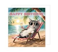Edition Seidel Tarjeta de cumpleaños cuadrada premium con sobre, tarjeta de felicitación Happy Birthday Billet Tarjeta para hombre, mujer, gato, playa, humor divertido (GQ317 SW024)