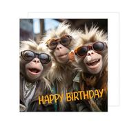 Edition Seidel Tarjeta de cumpleaños cuadrada premium con sobre, tarjeta de felicitación Happy Birthday Billet Animal Tarjeta Niños Hombre Mujer Cool Mono Humor Divertida