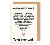 Edition Seidel tarjeta de cumpleaños premium con sobre. Frase en francés Joyeux Anniversaire hombre mujer amor corazón (G4165 SW026)