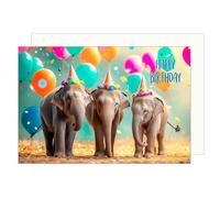 Edition Seidel Tarjeta de cumpleaños premium con sobre, tarjeta de felicitación de animales, Billet, cumpleaños, Happy Birthday Hombre Mujer Cool Elefante Humor Divertida