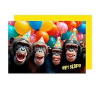 Edition Seidel Tarjeta de cumpleaños premium con sobre, tarjeta de felicitación de animales, Billet, cumpleaños, Happy Birthday Hombre Mujer Cool Monos Humor Divertida (G