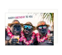 Edition Seidel Tarjeta de cumpleaños premium con sobre, tarjeta de felicitación de animales, Billet, cumpleaños, Happy Birthday Hombre Mujer Cool Monos Humor Divertida (G