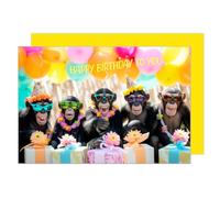 Edition Seidel Tarjeta de cumpleaños premium con sobre, tarjeta de felicitación de animales, Billet, cumpleaños, Happy Birthday Hombre Mujer Cool Monos Humor Divertida (G