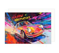 Edition Seidel Tarjeta de cumpleaños premium con sobre, tarjeta de felicitación, tarjeta de cumpleaños, tarjeta de cumpleaños, para hombre y mujer, coche de carreras, coc