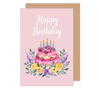 Edition Seidel Tarjeta de cumpleaños premium con sobre, tarjeta de felicitación, tarjeta de cumpleaños, tarjeta de cumpleaños, para hombre, mujer, novio, novia, tarta de flores (G3798 SW025)