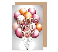 Edition Seidel Tarjeta de cumpleaños premium con sobre, tarjeta de felicitación, tarjeta de cumpleaños, feliz cumpleaños, hombre y mujer, globos (G3742 SW025)