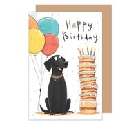 Edition Seidel Tarjeta de cumpleaños premium con sobre, tarjeta de felicitación, tarjeta de felicitación, tarjeta con texto en alemán "Billet", cumpleaños, Happy Birthday Mann Frau Kind Hund Torte