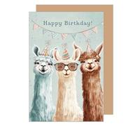 Edition Seidel Tarjeta de cumpleaños premium con sobre, tarjeta de felicitación, tarjeta de felicitación con texto en alemán "Happy Birthday Mann Frau Kind Lamas (G3630 SW024)