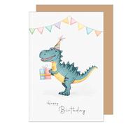 Edition Seidel Tarjeta de cumpleaños premium con sobre, tarjeta de felicitación, tarjeta de felicitación, tarjeta de cumpleaños, tarjeta de cumpleaños, para niños, adolescentes, dinosaurios (G3631