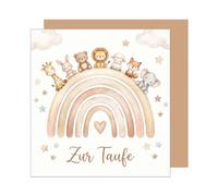 Edition Seidel Tarjeta de felicitación cuadrada de primera calidad para bautizo con sobre, tarjeta de felicitación, tarjeta de bautismo, bautizo, niño, niña, bebé, niños, arco iris, estrellas