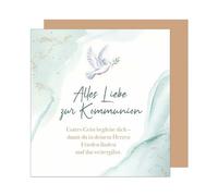 Edition Seidel Tarjeta de felicitación cuadrada de primera calidad para comunión con sobre, tarjeta de felicitación, tarjeta de felicitación, con refranes, jóvenes, niñas, jóvenes, palomas, paz, amor