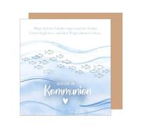 Edition Seidel Tarjeta de felicitación cuadrada de primera calidad para comunión con sobre, tarjeta de felicitación, tarjeta de felicitación, con refranes, jóvenes, niñas, jóvenes, olas martitim