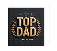 Edition Seidel Tarjeta de felicitación cuadrada para el día del padre con sobre, tarjeta de felicitación con texto en inglés para padre, papá, abuelo, dorado, texto elegante (VQ102 SW025)