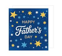 Edition Seidel Tarjeta de felicitación cuadrada para el día del padre con sobre, tarjeta de felicitación con texto en inglés para padre, papá, abuelo, estrellas, azul, oro, dulce deseo (VQ101 SW025)