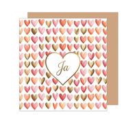 Edition Seidel Tarjeta de felicitación cuadrada premium para boda con sobre, tarjeta de boda, tarjeta de felicitación, propuesta de matrimonio, sí, decir hombre y mujer, corazones amor (HQ156 SW025)