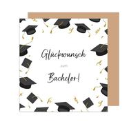 Edition Seidel Tarjeta de felicitación cuadrada premium para exámenes aprobados con sobre. Tarjeta de felicitación con refranes de despedida de soltero, universidad, éxito, celebración, hombre y mujer