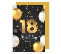 Edition Seidel Tarjeta de felicitación de 18 cumpleaños con sobre, globos, feliz cumpleaños, hombre mujer adolescente (GZ351-18 SW023)