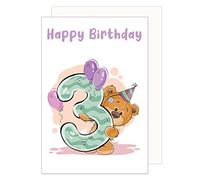 Edition Seidel Tarjeta de felicitación de 3º cumpleaños con sobre. Tarjeta de felicitación de cumpleaños infantil, Billet Happy Birthday Joven y niñas (G3374 SW023)