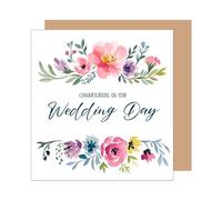 Edition Seidel Tarjeta de felicitación de boda con sobre, cuadrada, de alta calidad, con sobre, tarjeta de felicitación de boda con flores recién casadas (HQ131 SW025)