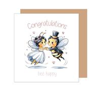 Edition Seidel Tarjeta de felicitación de boda con sobre, cuadrada, de primera calidad, con sobre, tarjeta de felicitación de boda, tarjeta de felicitación de casamiento con abejas HQ128 SW025