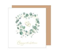 Edition Seidel Tarjeta de felicitación de boda con sobre, cuadrada, tarjeta de felicitación de boda, tarjeta de felicitación de casamiento Just Married Mr. & Mrs. Ramas de eucalipto (HQ103 SW025)