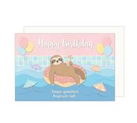 Edition Seidel Tarjeta de felicitación de cumpleaños con sobre, tarjeta de felicitación de cumpleaños, tarjeta plegable, con texto en alemán "Happy Birthday Mann Frau Freunde Faultier Relaxing Cool