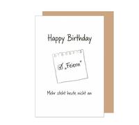 Edition Seidel Tarjeta de felicitación de cumpleaños con sobre, tarjeta de felicitación de cumpleaños, tarjeta plegable, con texto en alemán "Happy Birthday Mann Frau Freunde Feier Notiz To-do locker