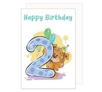 Edition Seidel Tarjeta de felicitación de cumpleaños para 2º cumpleaños con sobre. Tarjeta de felicitación de cumpleaños infantil Billet Happy Birthday Joven y niñas (G3373 SW023)