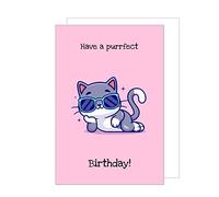 Edition Seidel Tarjeta de felicitación de cumpleaños premium con sobre. Tarjeta de felicitación Billet Happy Birthday para mujer hombre niños adolescentes joven divertido cool gato (G3453 SW023)