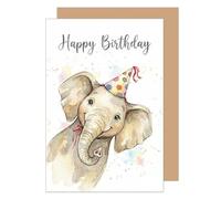 Edition Seidel Tarjeta de felicitación de cumpleaños premium con sobre, tarjeta de felicitación con texto en inglés de elefante en inglés, fiesta para hombre y mujer (G3901 SW026)