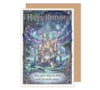 Edition Seidel Tarjeta de felicitación de cumpleaños premium con sobre, tarjeta de felicitación de cumpleaños, con texto en inglés para mujer, novia, niña, cuento de hadas, magia (G4038 SW026)