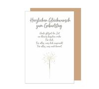 Edition Seidel Tarjeta de felicitación de cumpleaños premium con sobre, tarjeta de felicitación de cumpleaños, con texto en alemán para hombre, mujer, novio, novia, diente de león, deseos brillantes