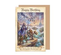 Edition Seidel Tarjeta de felicitación de cumpleaños premium con sobre, tarjeta de felicitación de cumpleaños con texto en alemán para hombre, mujer, niño, novio, novia, fantasía, leyenda, aventura