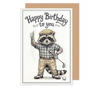 Edition Seidel Tarjeta de felicitación de cumpleaños premium con sobre, tarjeta de felicitación de cumpleaños para hombre, mujer, niño, abuelo, mapache, golf (G4018 SW026)