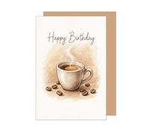 Edition Seidel Tarjeta de felicitación de cumpleaños premium con sobre, tarjeta de felicitación, tarjeta de cumpleaños, texto en inglés, taza de café para hombre y mujer (G4059 SW126)