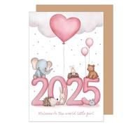 Edition Seidel Tarjeta de felicitación de nacimiento premium con sobre, tarjeta de felicitación para bebé con texto en inglés "Welcome to the World" (E301 SW025)