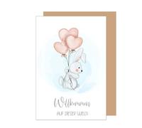 Edition Seidel Tarjeta de felicitación de nacimiento premium con sobre, tarjeta de felicitación para bebé, tarjeta de felicitación para bebé, niño, niña, bienvenido a este mundo (E298 SW025)