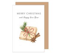 Edition Seidel Tarjeta de felicitación de Navidad con sobre, tarjeta de felicitación de Navidad, tarjeta de felicitación en inglés para mujer y hombre, estilo retro Merry Christmas Xmas Happy New Year