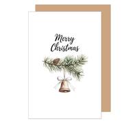 Edition Seidel Tarjeta de felicitación de Navidad con sobre, tarjeta de felicitación de Navidad, tarjeta inglesa para mujer y hombre, retro, Merry Christmas Xmas, campanas de Navidad sonando (W1053