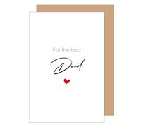 Edition Seidel Tarjeta de felicitación para el día del padre con sobre, tarjeta de felicitación con texto en inglés «For the best Dad» con corazón, minimalista para padre, papá, abuelo (V100 SW2025)