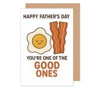 Edition Seidel Tarjeta de felicitación para el día del padre con sobre, tarjeta de felicitación con texto en inglés "Happy Father's Day Bacon Huevo Divertido para Padre, Papá y Abuelo (V103 SW2025)