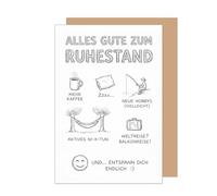 Edition Seidel Tarjeta de felicitación premium con sobre, tarjeta de jubilación, tarjeta de felicitación, refranes, pensión, no hacer nada, todo lo bueno, colega colega hombre mujer (R174 SW026)