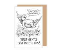 Edition Seidel Tarjeta de felicitación premium con sobre, tarjeta de jubilación, tarjeta de felicitación, refranes, pensión, tiempo libre, relax, humor, colega colega hombre mujer (R177 SW026)