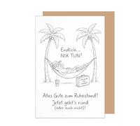 Edition Seidel Tarjeta de felicitación premium con sobre, tarjeta de jubilación, tarjeta de felicitación, refranes, pensión, relax, todo lo bueno, disfrutar del humor, colega hombre (R176 SW026)