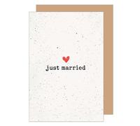 Edition Seidel Tarjeta de felicitación premium de boda con sobre. Tarjeta de boda con mensaje para los recién casados Just Married Wedding Day Pareja joven amor corazón (H491 SW025)